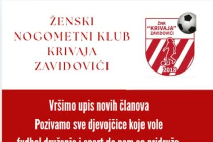 Ženski fudbalski klub “Krivaja” Zavidovići vrši upis novih članica
