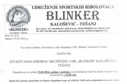 Sazvana Izvještajno-izborna skupština USR „Blinker“ Kalošević – Tešanj za 15. februar