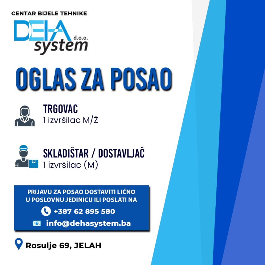 DEHA System: Potreban trgovac i skladištar DEHA System: Potreban trgovac i skladištar