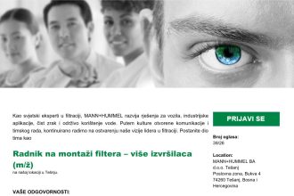 MANN+HUMMEL: Potrebni radnici na montaži filtera