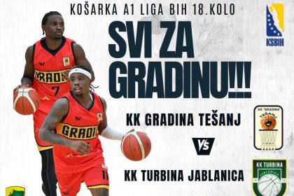 A1 liga BiH: KK Gradina Tešanj u subotu dočekuje Turbinu iz Jablanice
