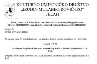 Skupština Kulturno-umjetničkog društva „Izudin Mulabećirović-Izo“ u Jelahu