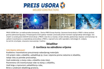 PREIS USORA zapošljava dva skladištara