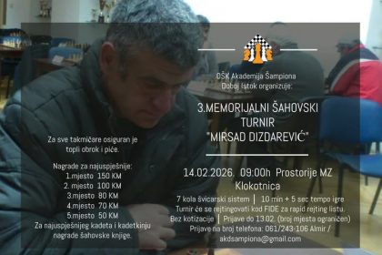 Treći memorijalni šahovski turnir “Mirsad Dizdarević” u Klokotnici