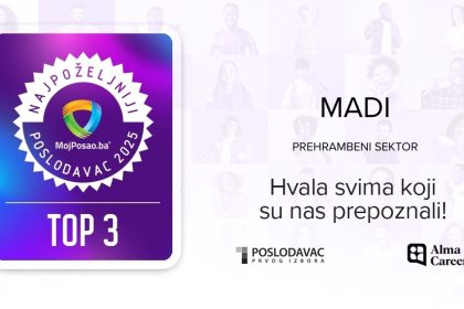 Kompanija MADI proglašena najpoželjnijim poslodavcem u sektoru prehrambene industrije