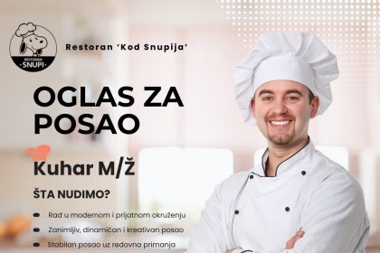 Restoran kod SNUPIJA: Potreban KUHAR (M/Ž)